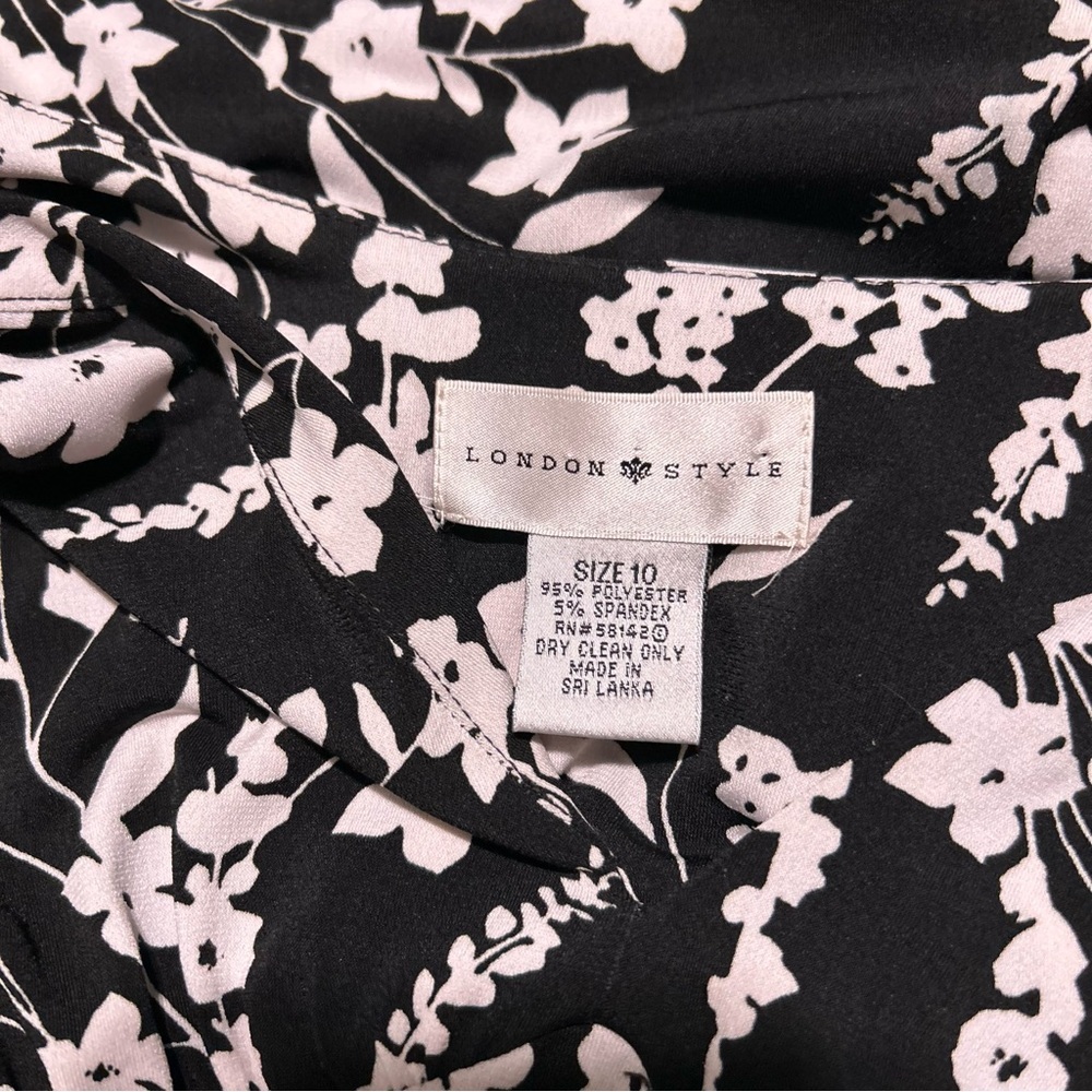 London Style Black and White Floral Midi Dress - Picture 5 of 5